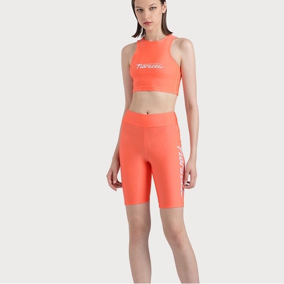 adidas Originals Pants - NWT Adidas X Fiorucci Orange Cycle Shorts and Crop Tank Set sz M